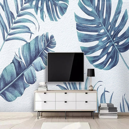 Papier peint Tropical Feuille bleue Déco-exotique.fr