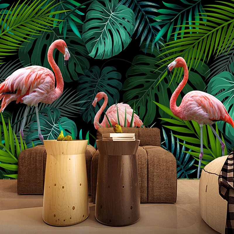 Papier peint Jungle Flamant rose Déco-exotique.fr