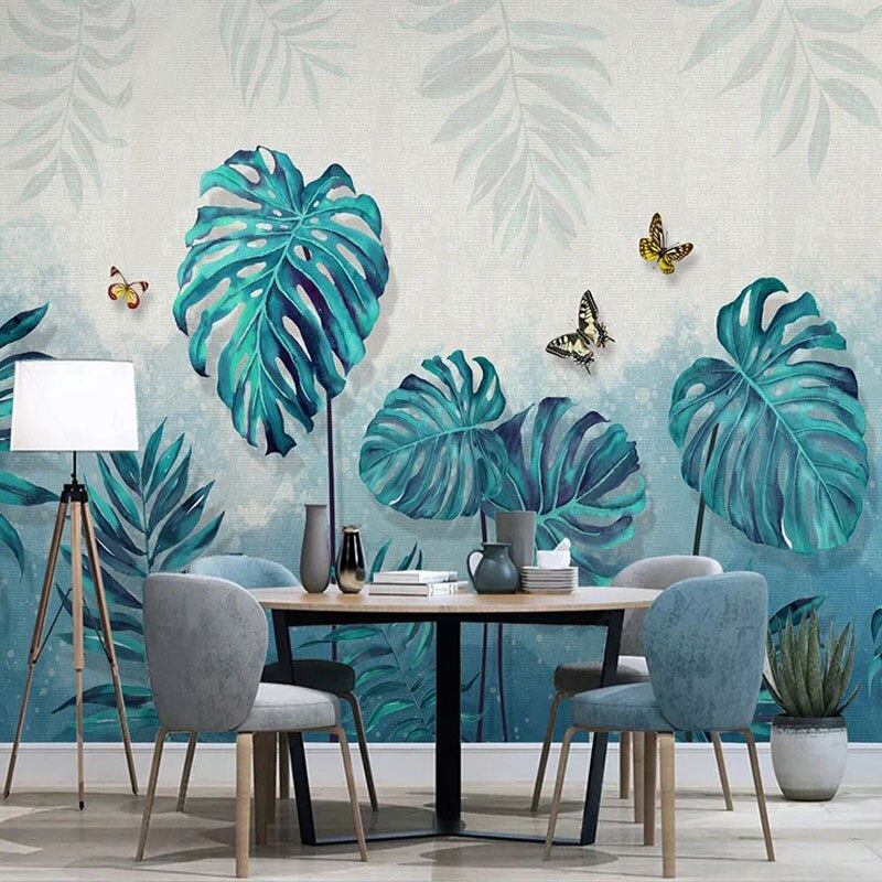 Papier peint Monstera bleu Déco-exotique.fr