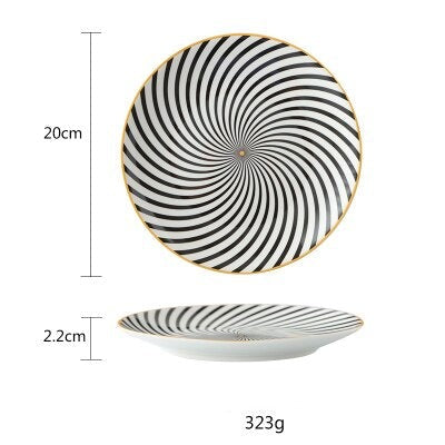 Assiette exotique noir et blanc Déco-exotique.fr