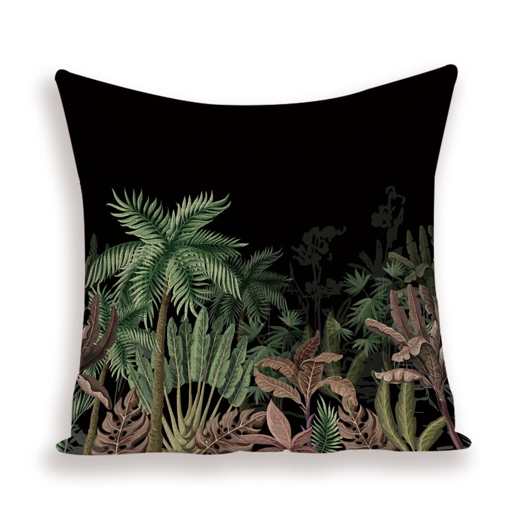 Coussin Jungle noir Déco-exotique.fr