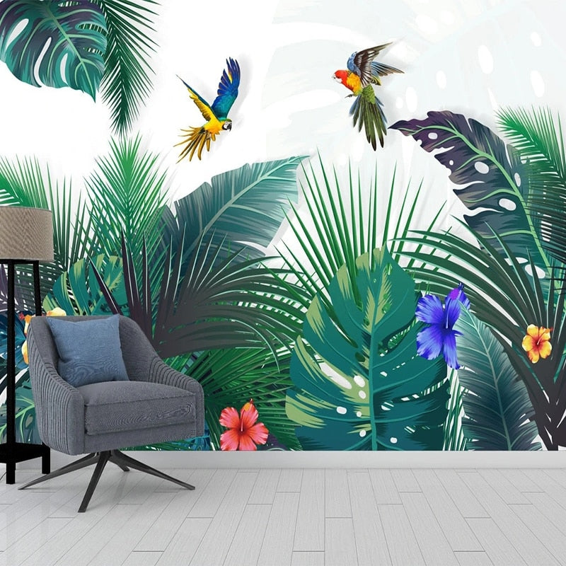 Papier peint Jungle avec Perroquet Déco-exotique.fr