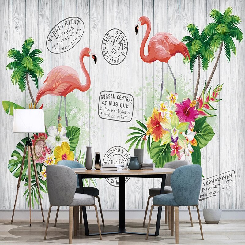 Papier peint Tropical Flamant rose Déco-exotique.fr