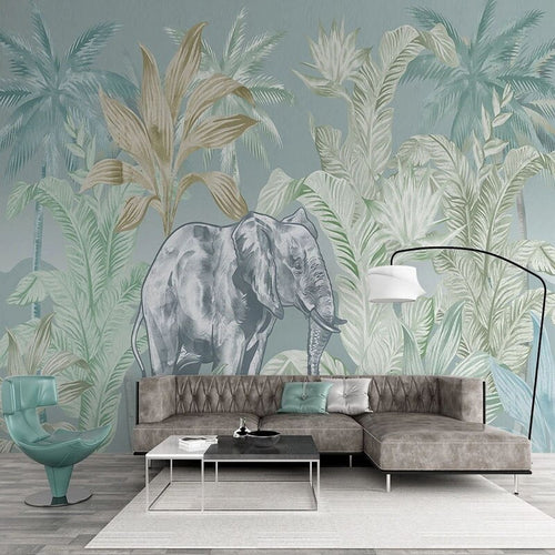 Papier peint Jungle Eléphant Déco-exotique.fr