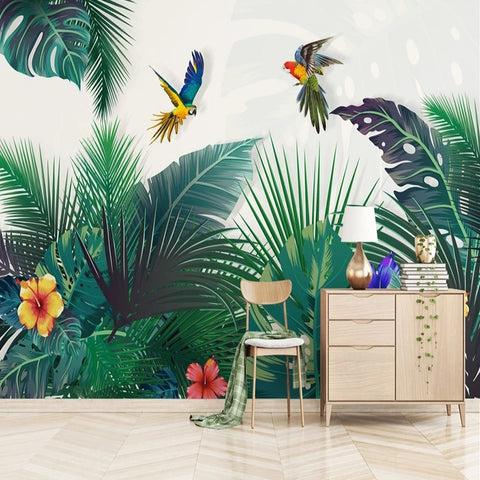 Papier peint Jungle avec Perroquet Déco-exotique.fr