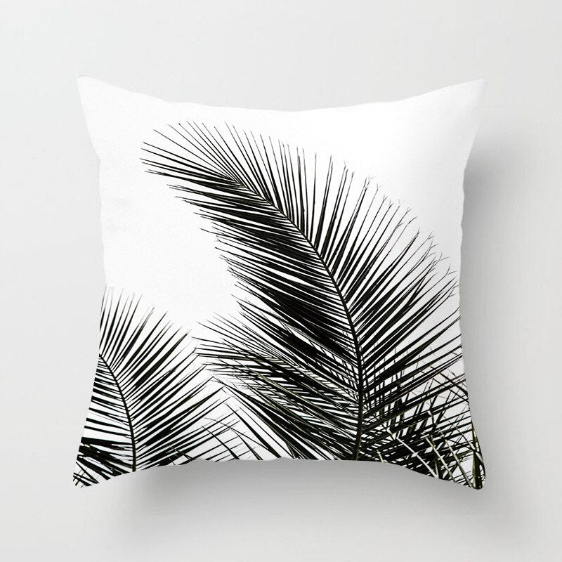 Coussin Palmier noir et blanc Déco-exotique.fr