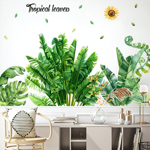 Stickers muraux Tropical Feuille Verte Sticker Mural Boutique