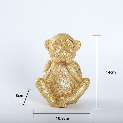 3 Singes déco Or Déco-exotique.fr