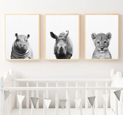 Affiche bébé Animaux noir et blanc Déco-exotique.fr