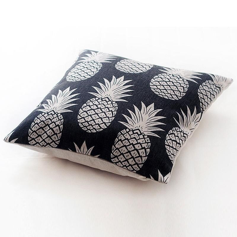 Coussin Ananas Noir et Blanc Déco-exotique.fr