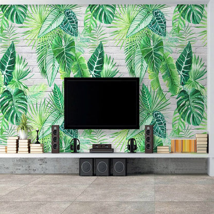 Papier peint motif Feuille verte Déco-exotique.fr