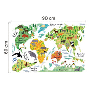Carte du Monde Animaux Stickers Déco-exotique.fr