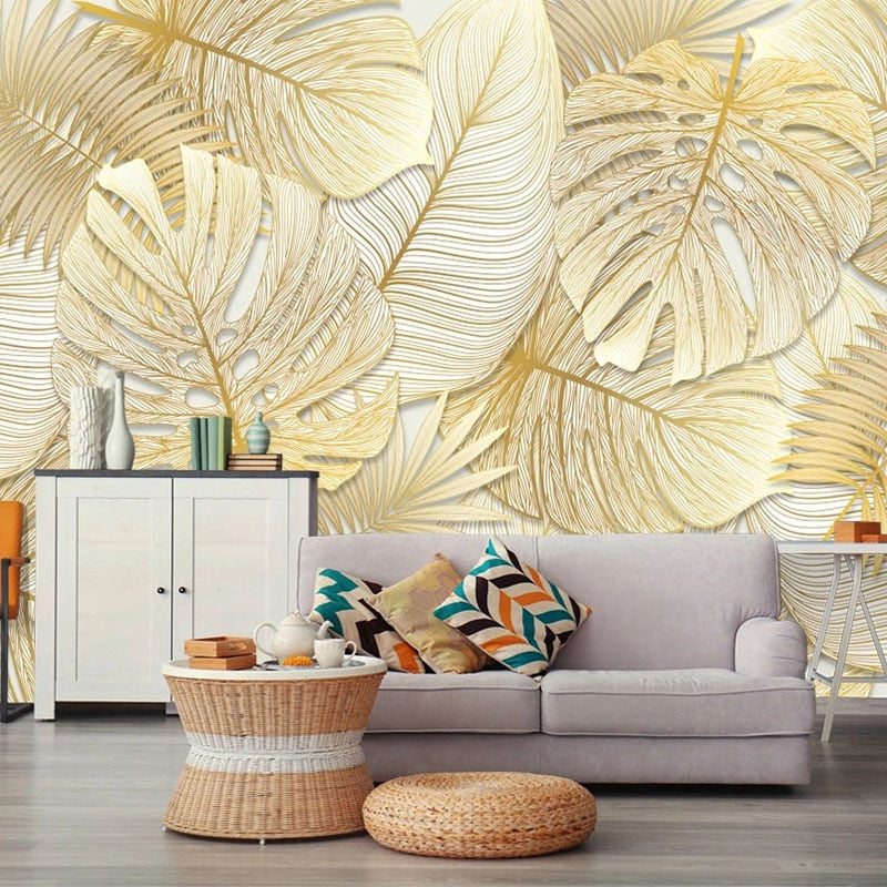 Papier peint Feuille de Monstera doré Déco-exotique.fr