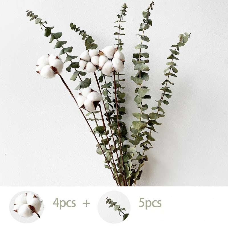 Bouquet Fleurs de Coton et Eucalyptus Déco-exotique.fr