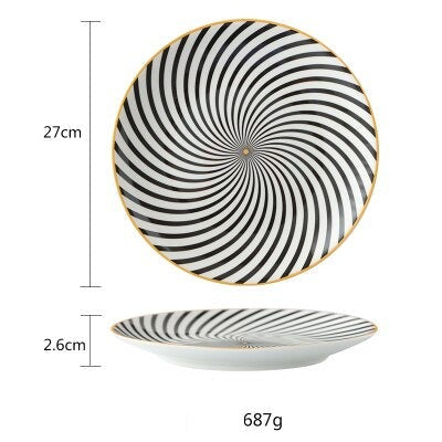 Assiette exotique noir et blanc Déco-exotique.fr