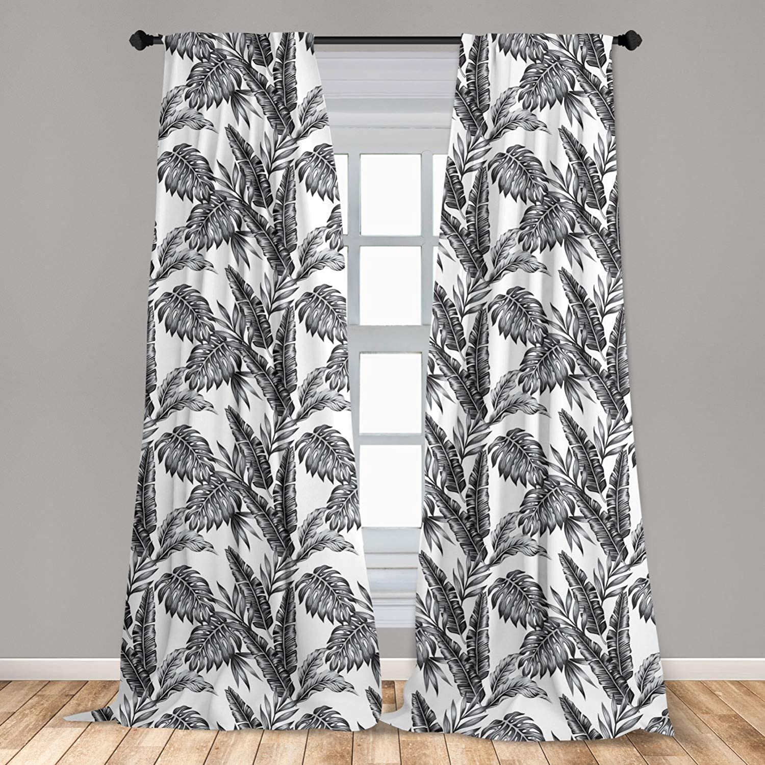 Rideau Photo Sur Mesure Motif Palmiers Noir Et Blanc - Coulissant, Impression Personnalisée