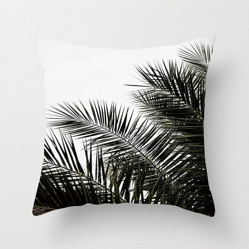 Coussin Palmier noir et blanc Déco-exotique.fr