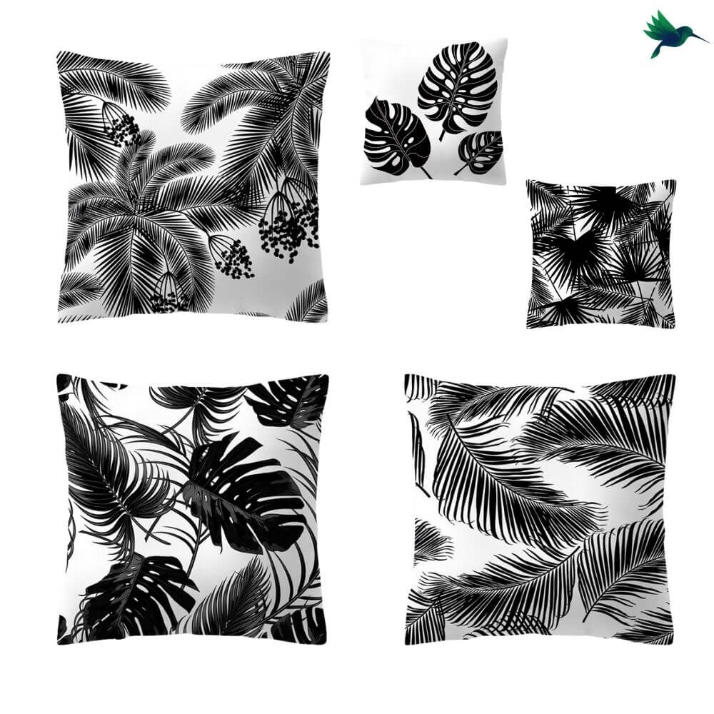 Housse Coussin Jungle Noir et Blanc Déco-exotique.fr