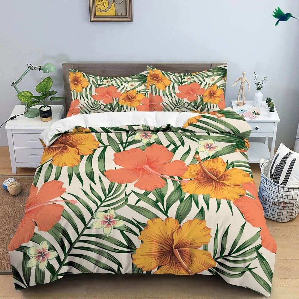 Housse de Couette Fleurs Tropicales - Déco-exotique.fr