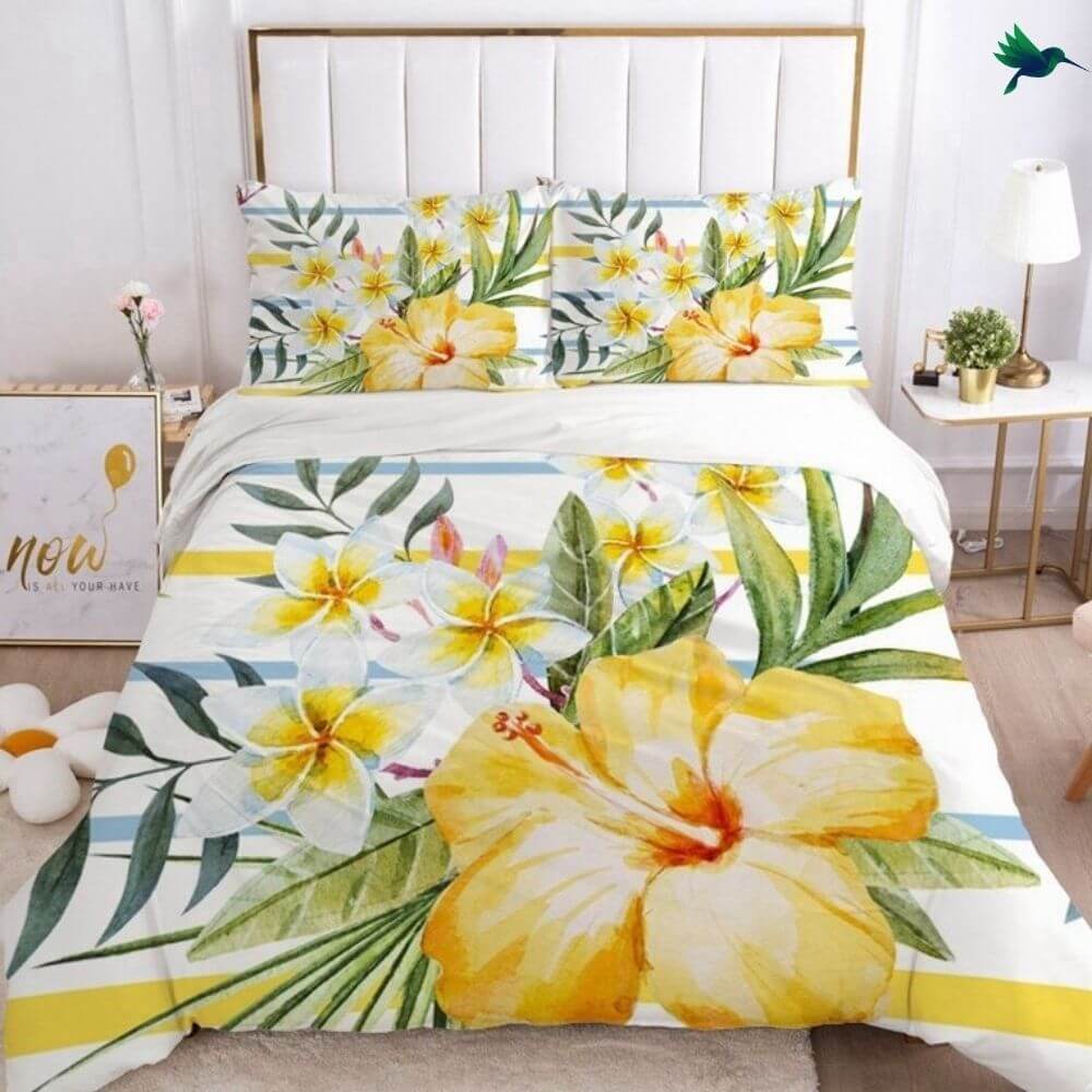 Housse de Couette Tropical - Hibiscus Jaune Déco-exotique.fr