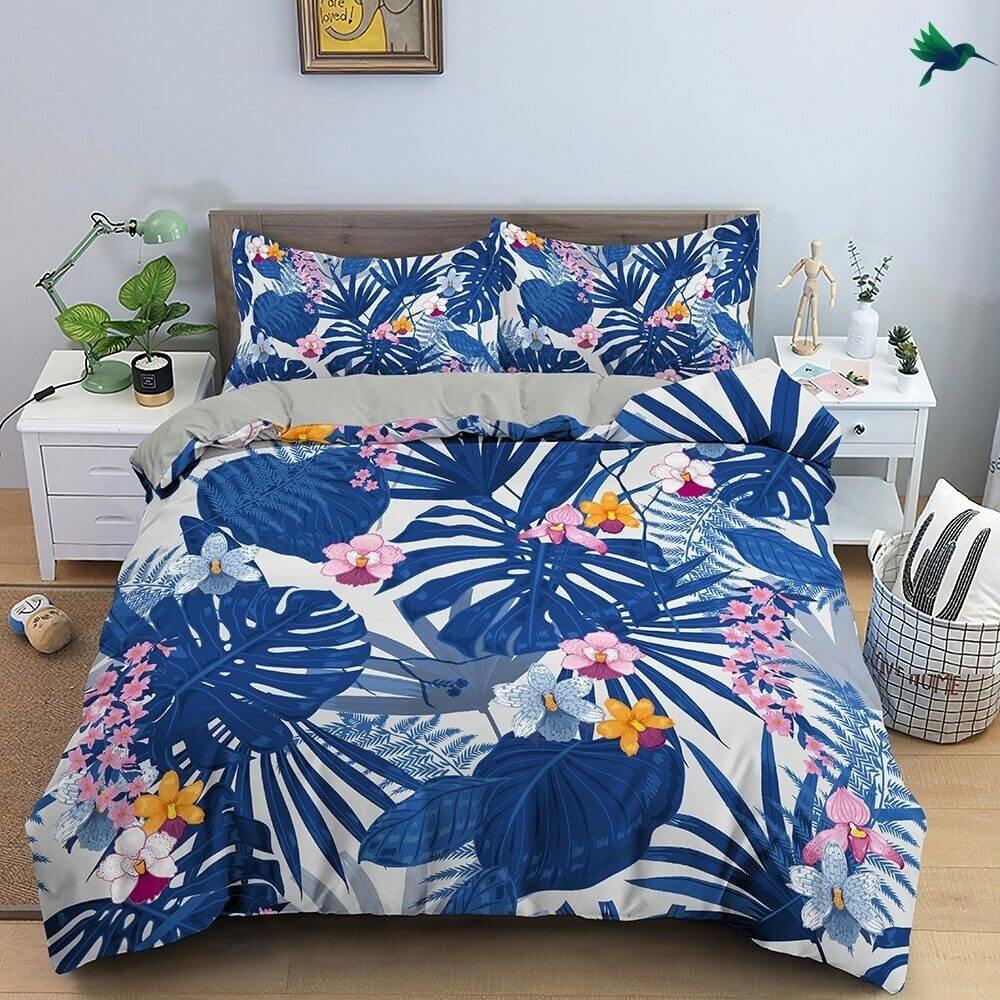 Housse de Couette Tropical Bleu - Déco-exotique.fr