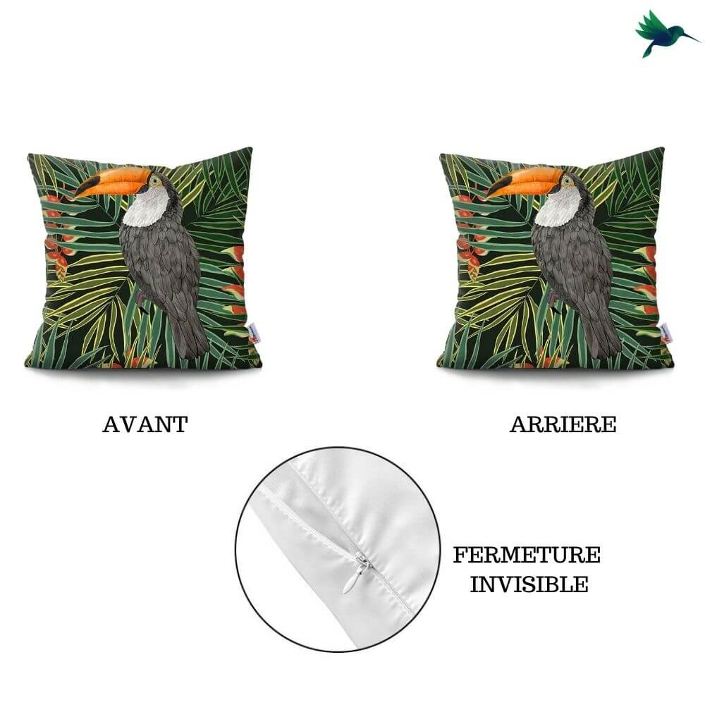 Housse de Coussin Toucan Déco-exotique.fr