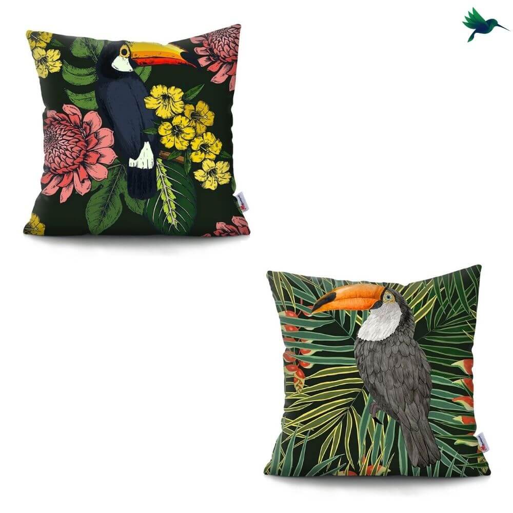 Housse de Coussin Toucan Déco-exotique.fr