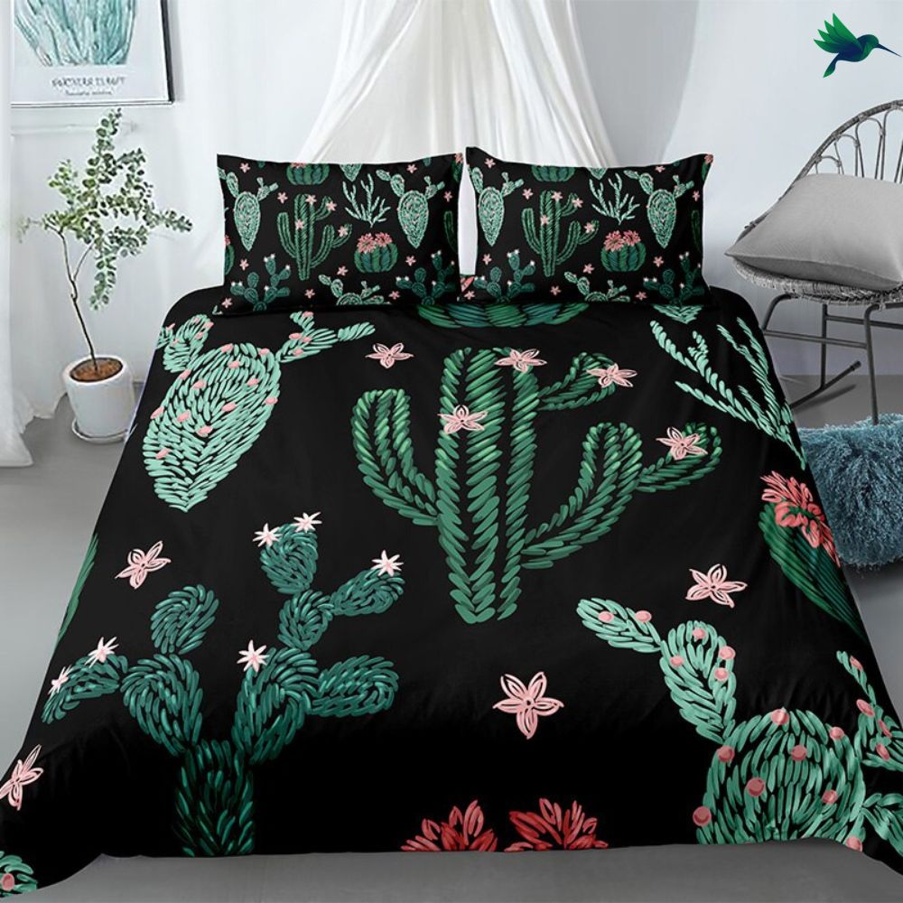 Housse de couette Cactus noir Déco-exotique.fr