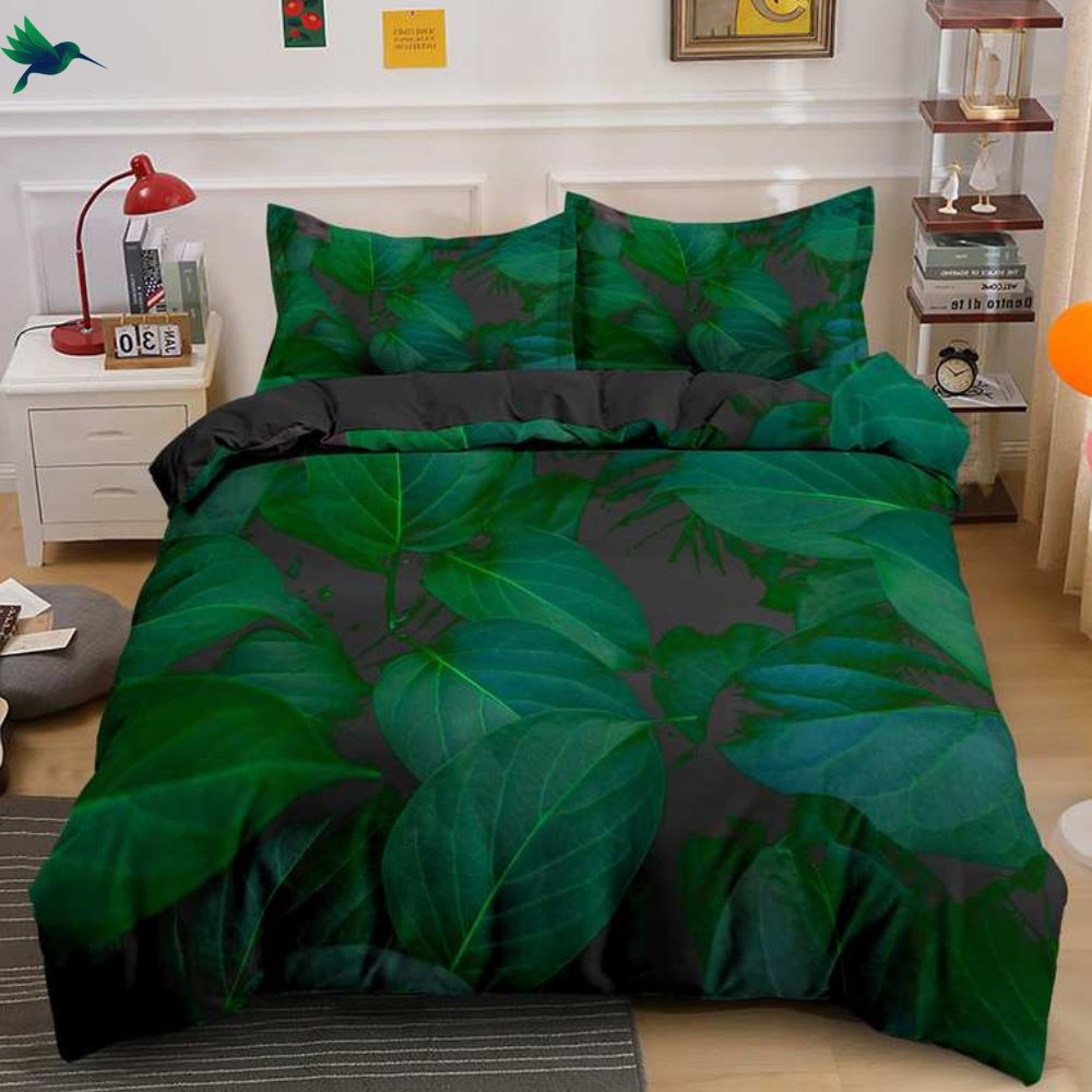 Housse de couette Tropical noir et vert