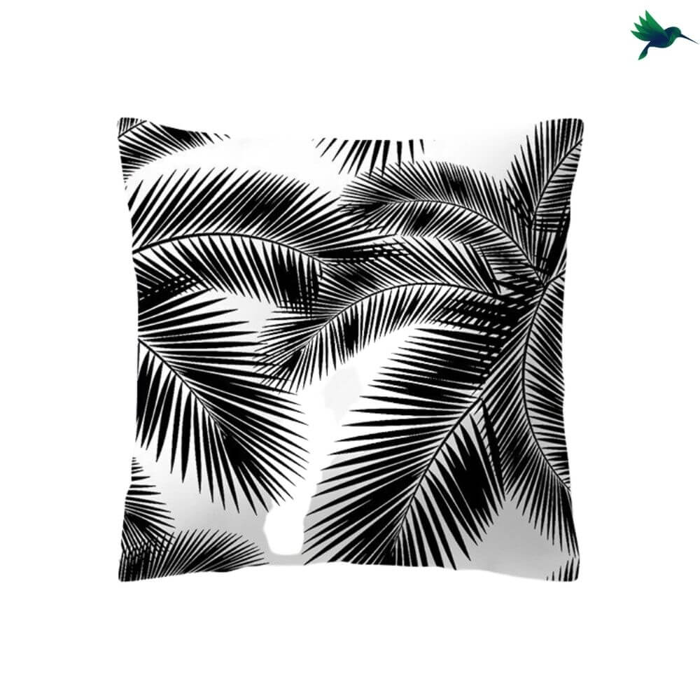 Housse Coussin Jungle Noir et Blanc Déco-exotique.fr