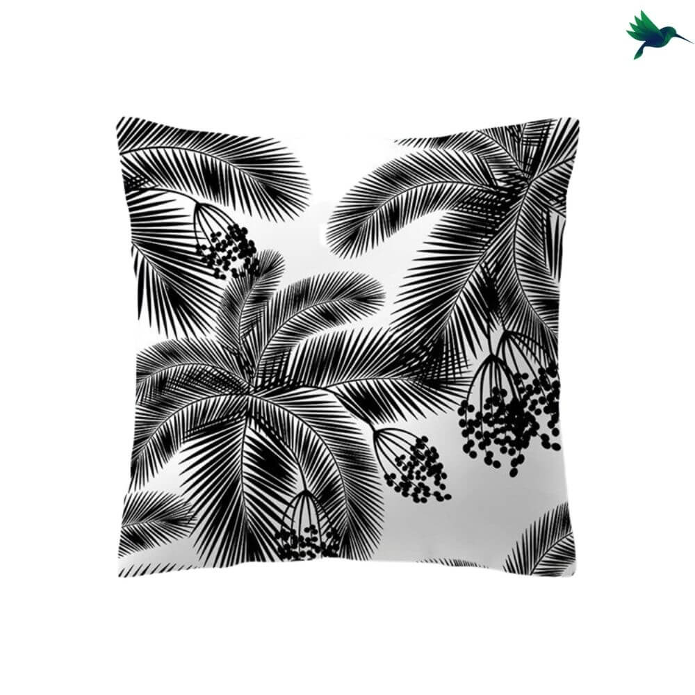 Housse Coussin Jungle Noir et Blanc Déco-exotique.fr