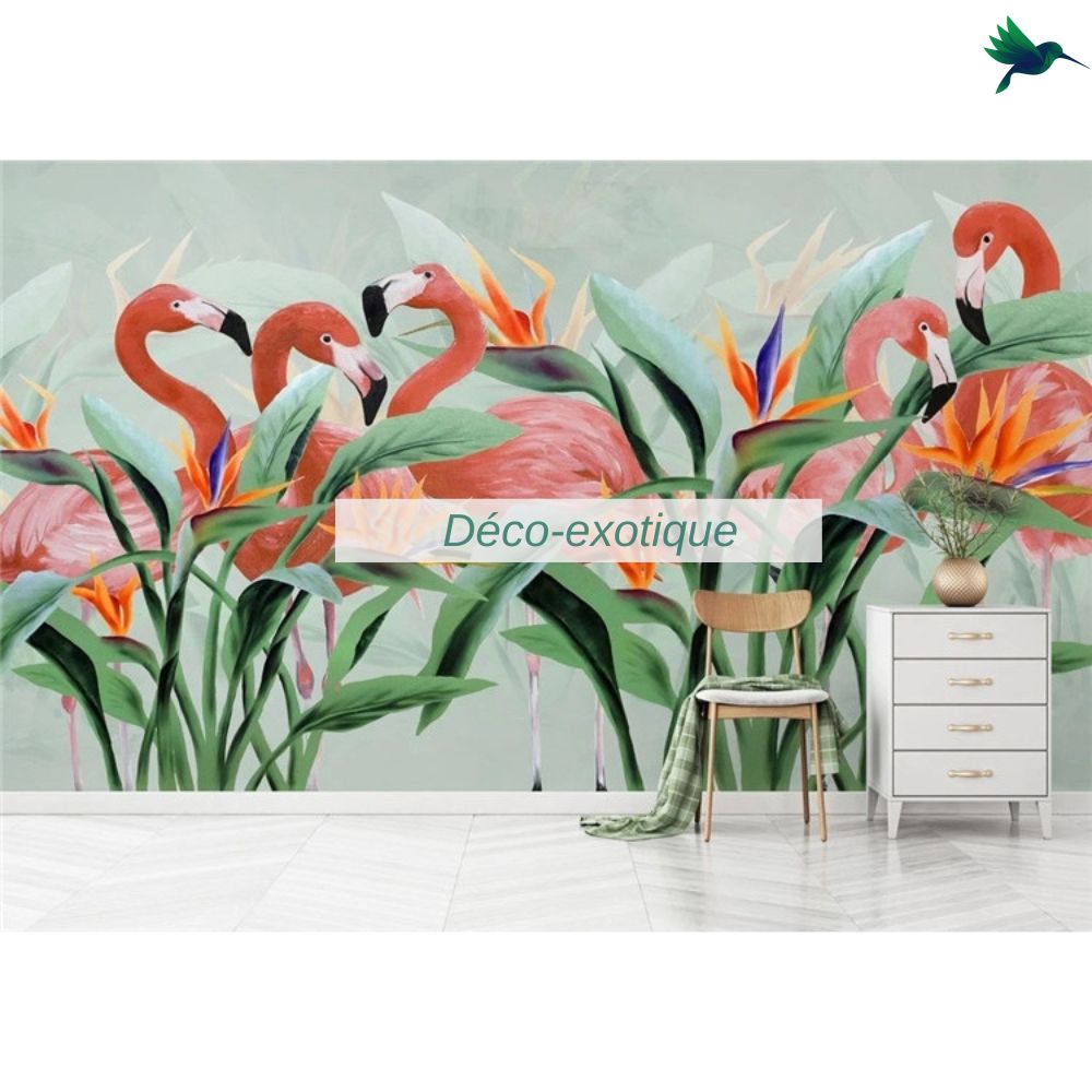 Papier peint Exotique Flamant rose Déco-exotique.fr