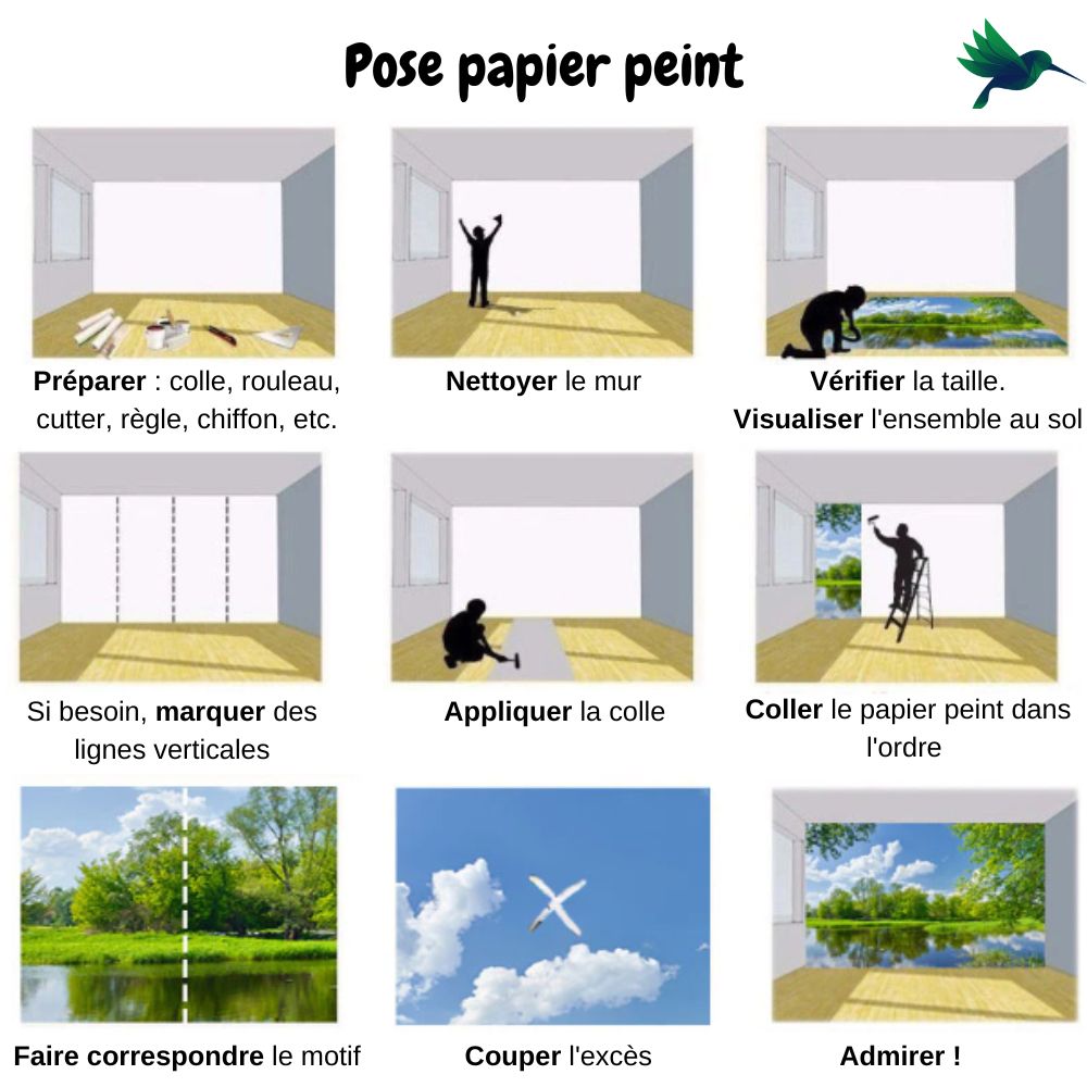 Papier peint Feuillage Vert et Blanc Déco-exotique.fr