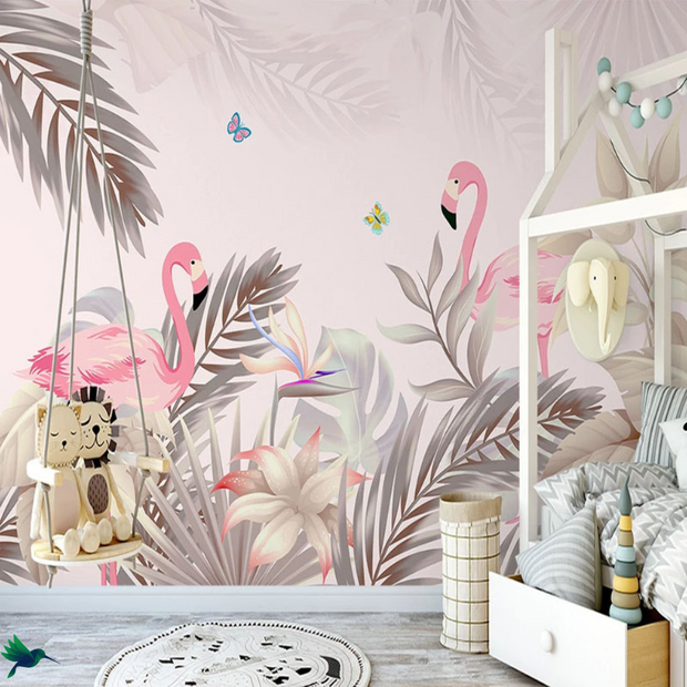 Papier peint Flamant rose Fille Déco-exotique.fr