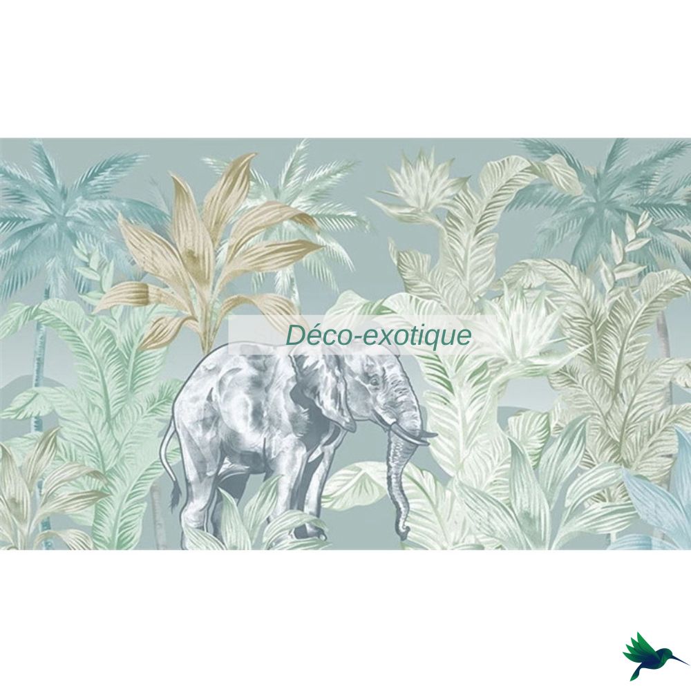 Papier peint Jungle Eléphant Déco-exotique.fr