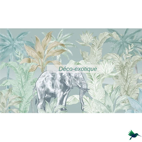 Papier peint Jungle Eléphant Déco-exotique.fr