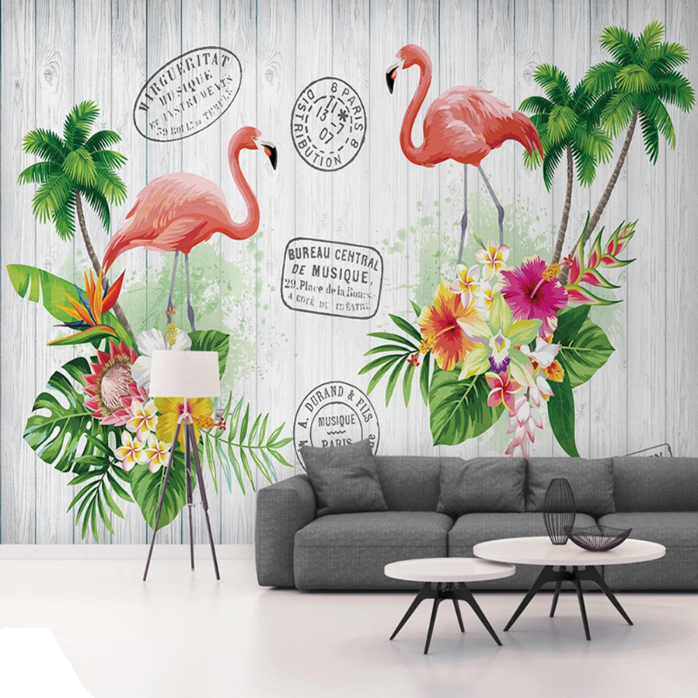 Papier peint Tropical Flamant rose Déco-exotique.fr