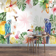 Papier peint Tropical avec oiseaux Déco-exotique.fr