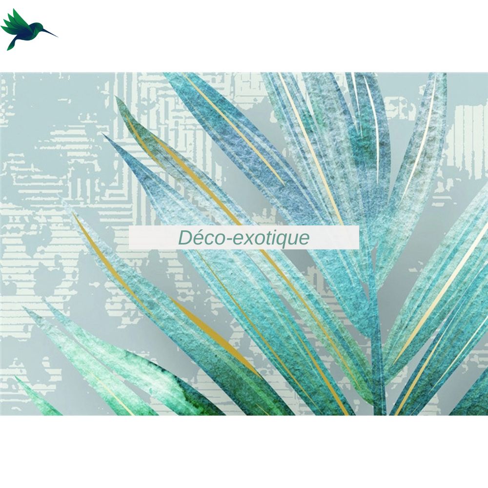 Papier peint Tropical bleu Déco-exotique.fr