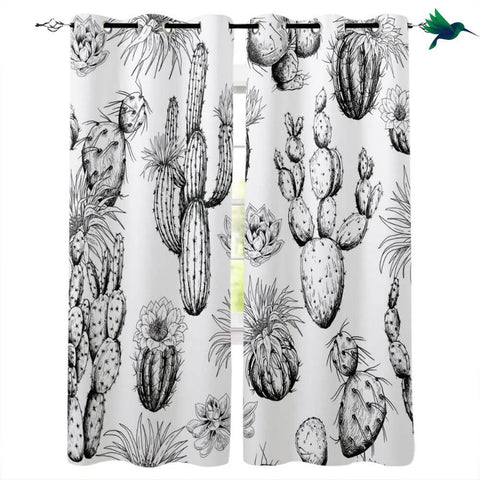 Rideau Cactus noir et blanc Déco-exotique.fr