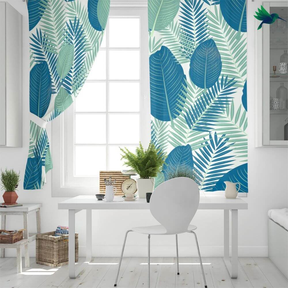 Rideau tropical Bleu Déco-exotique.fr