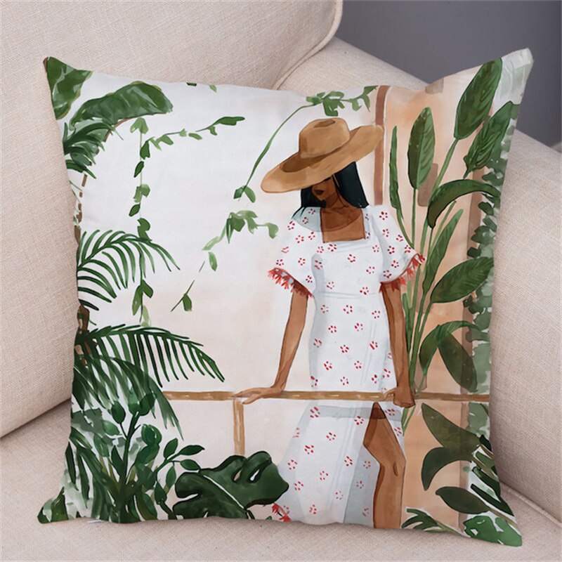 Coussin Tropical Portait femme Déco-exotique.fr