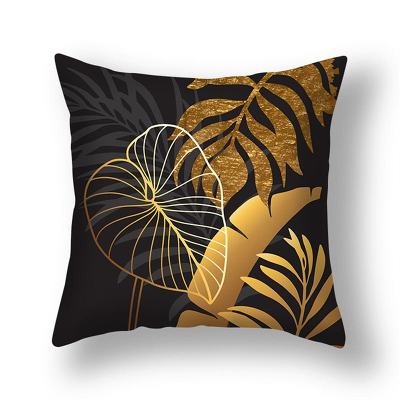 Coussin Tropical noir et or Déco-exotique.frCoussin Tropical noir et or Déco-exotique.fr