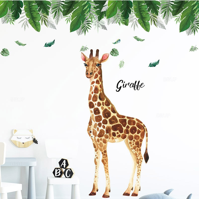 Stickers Girafe et Feuille Déco-exotique.fr