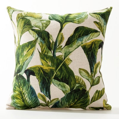 Coussin Tropical jaune et vert Déco-exotique.fr