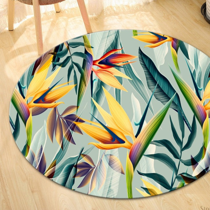 Tapis Jungle Oiseau du paradis Rond Déco-exotique.fr