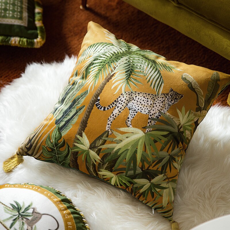 Coussin Velours Jungle Déco-exotique.fr