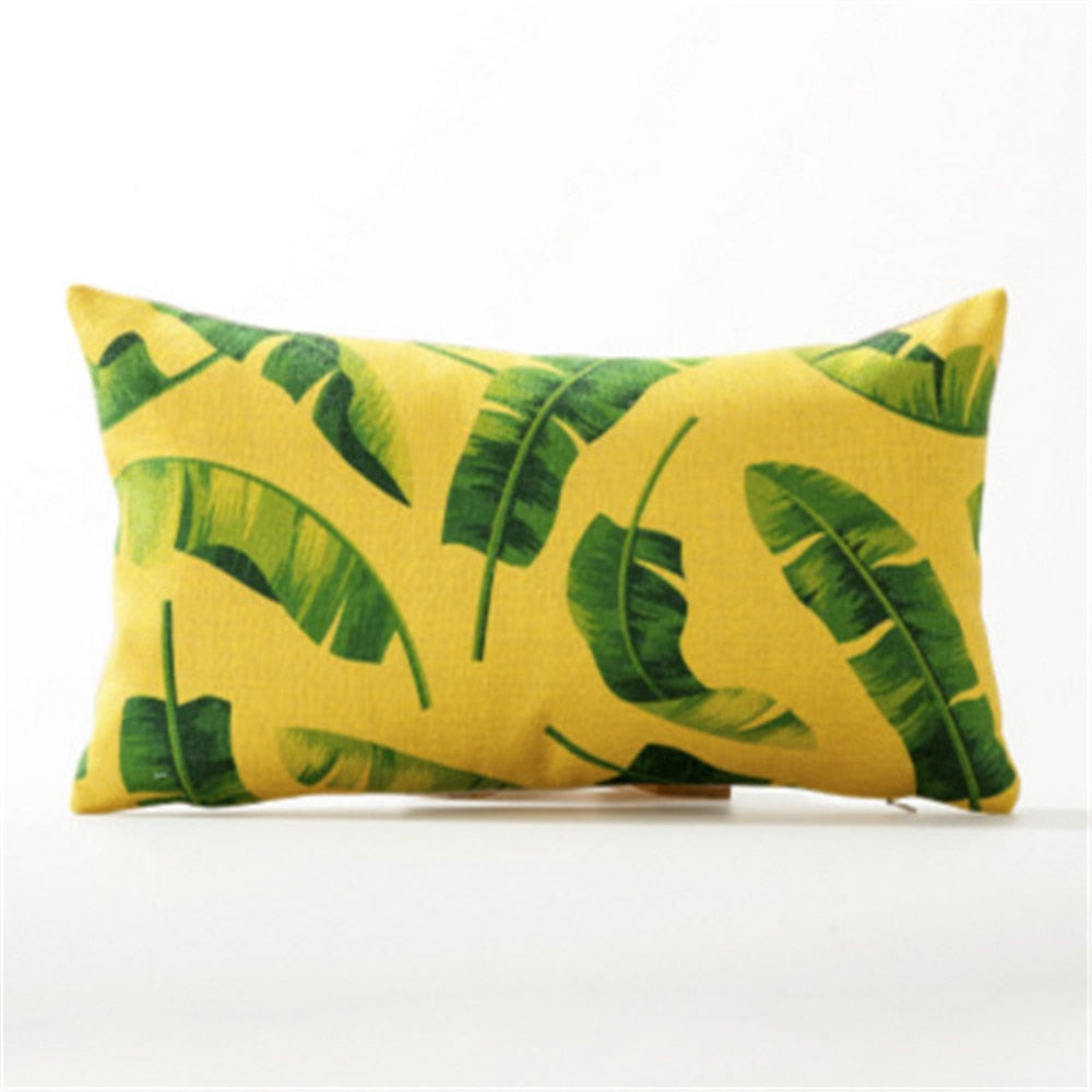 Coussin Tropical jaune et vert Déco-exotique.fr