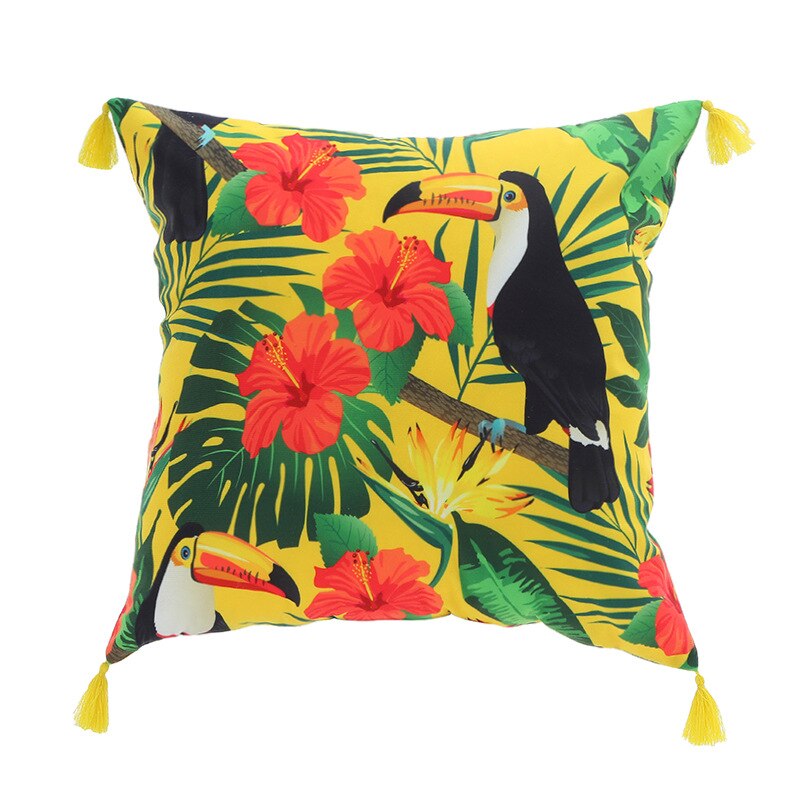 Coussin Jungle Jaune Déco-exotique.fr