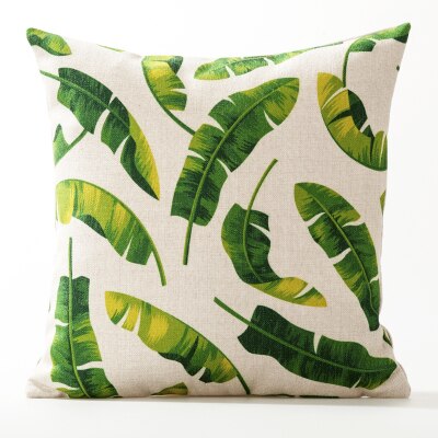 Coussin Tropical jaune et vert Déco-exotique.fr